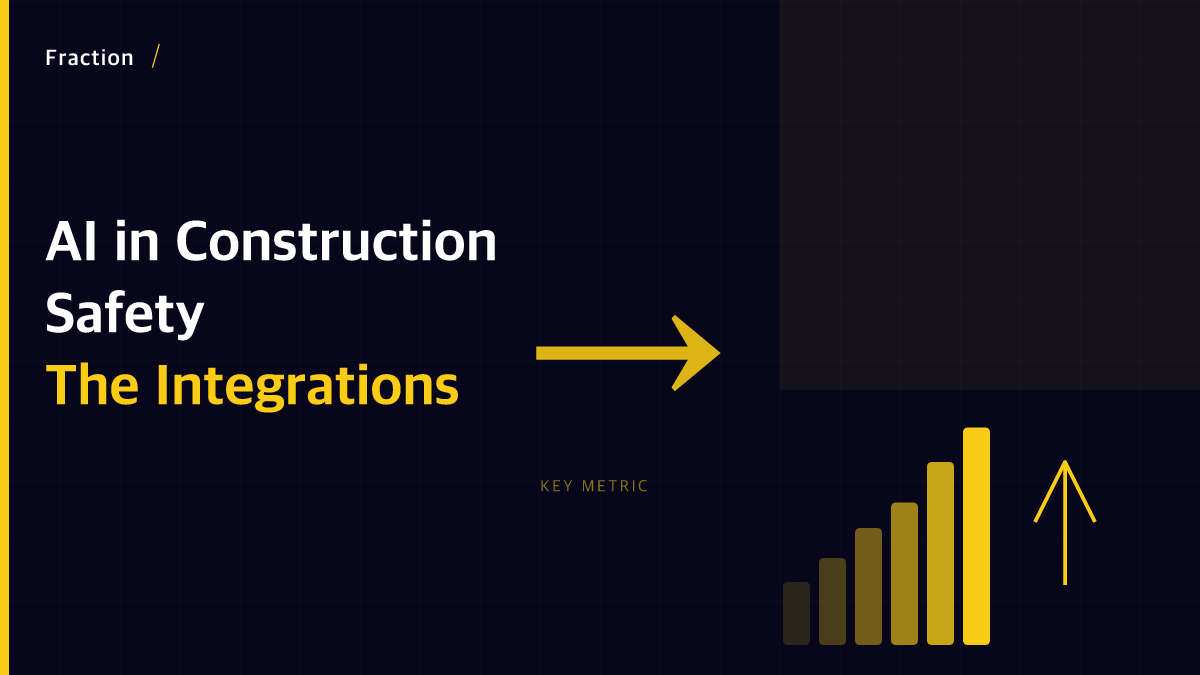 Branded hero image: AI in Construction Safety, amber rising bar chart on dark background with Fraction wordmark